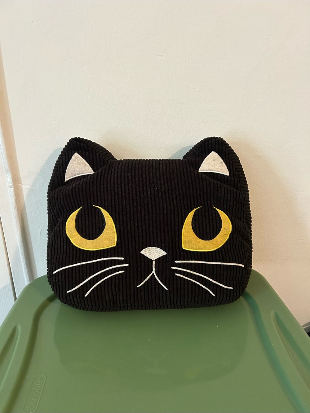 Black Cat Plush Pillow with Yellow Eyes - Brand Unknown